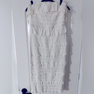 Cleobella White Ruffled Midi Dress